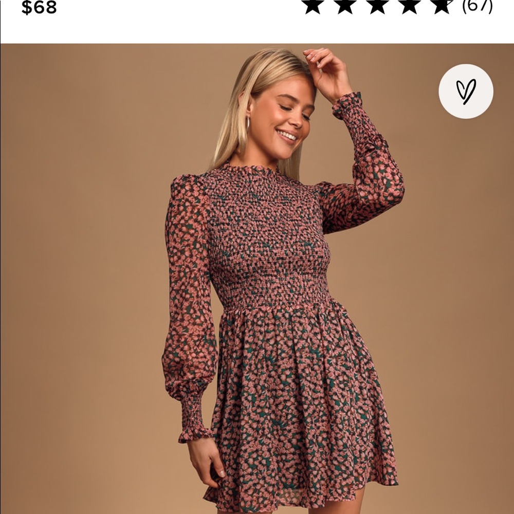 Floral Forever Green and Pink Floral Print Smocked Skater Dress